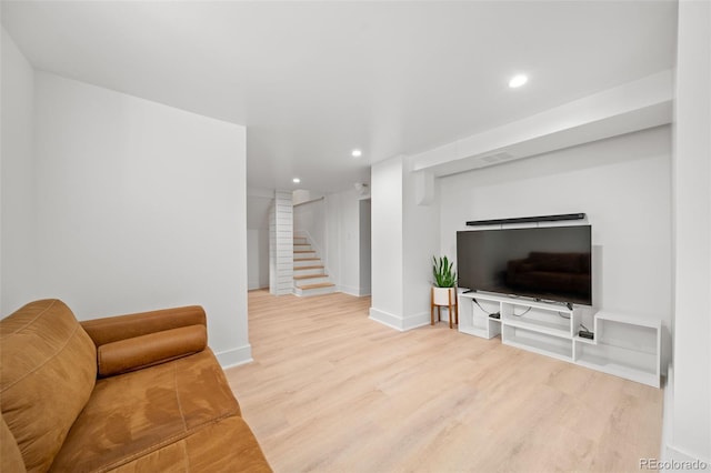 living room with light wood-type flooring