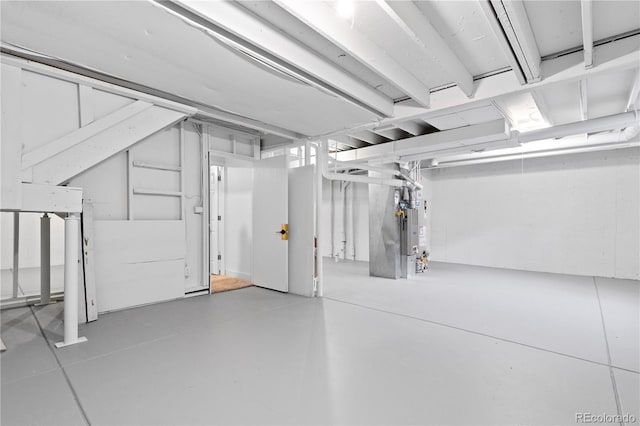 basement with gas water heater