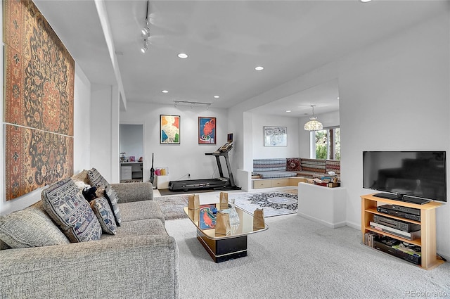 165 Washington St, Golden, CO 80403 - living area with rail lighting, recessed lighting, carpet flooring, and baseboards
