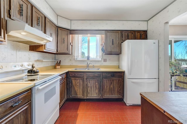 kitchen featuring sink and white appliances