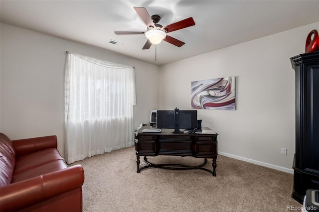 27029 E Irish Pl, Aurora, CO 80016 - carpeted office featuring ceiling fan and baseboards