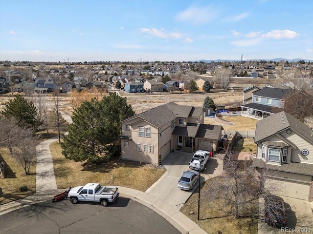 bird's eye view with a residential view