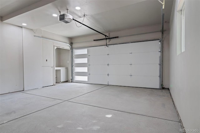 garage with a garage door opener