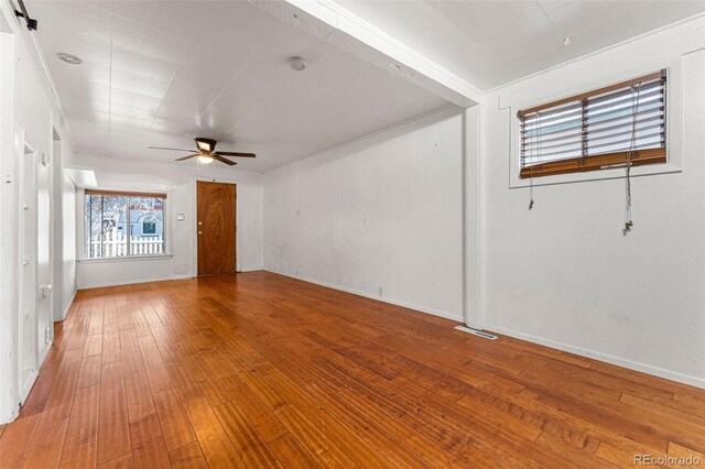 2515 Ames St, Edgewater, CO 80214 - spare room with hardwood / wood-style flooring, ceiling fan, baseboards, and a smoke detector