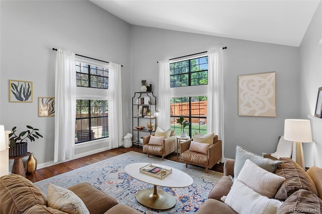 7968 S Trenton St, Centennial, CO 80112 - living area with high vaulted ceiling and wood finished floors