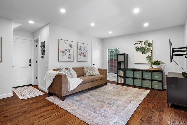 7968 S Trenton St, Centennial, CO 80112 - living room with dark wood-style flooring and recessed lighting