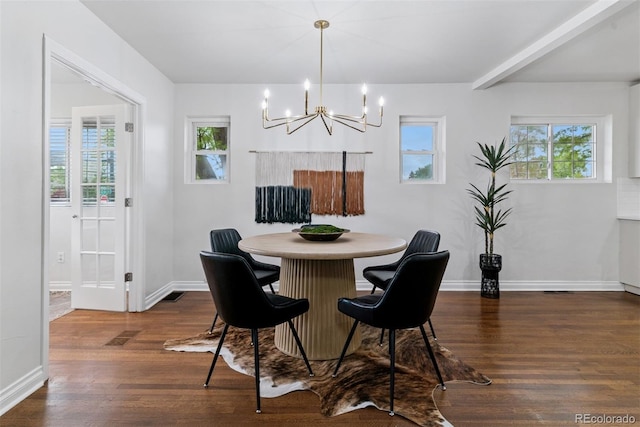 4003 Federal Blvd, Denver, CO 80211 - dining room with a chandelier, dark wood-style flooring, and plenty of natural light