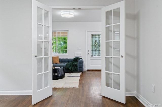 4003 Federal Blvd, Denver, CO 80211 - doorway to outside with dark wood finished floors, french doors, and baseboards