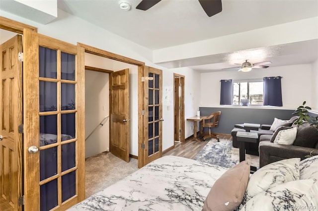 1141 Beech St, Fort Lupton, CO 80621 - living area with ceiling fan, baseboards, and french doors