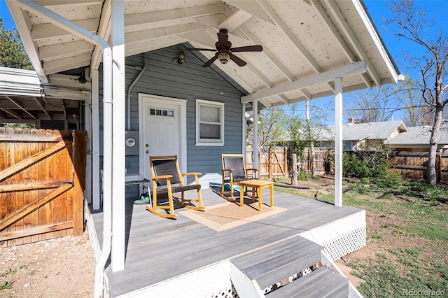 4196 S Pennsylvania St, Englewood, CO 80113 - wooden deck with a fenced backyard and a ceiling fan