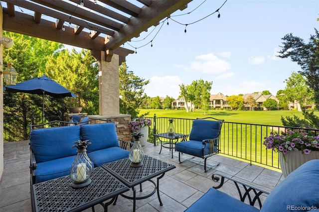 9151 E Harvard Ave, Denver, CO 80231 - view of patio / terrace featuring a pergola and golf course view