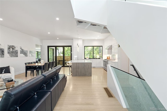 62 Jasmine St, Denver, CO 80220 - living area featuring light wood-type flooring and recessed lighting