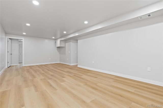 1436 S Yates St, Denver, CO 80219 - finished below grade area featuring recessed lighting and light wood-type flooring