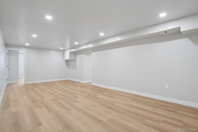 1436 S Yates St, Denver, CO 80219 - finished basement with recessed lighting and light wood-style flooring