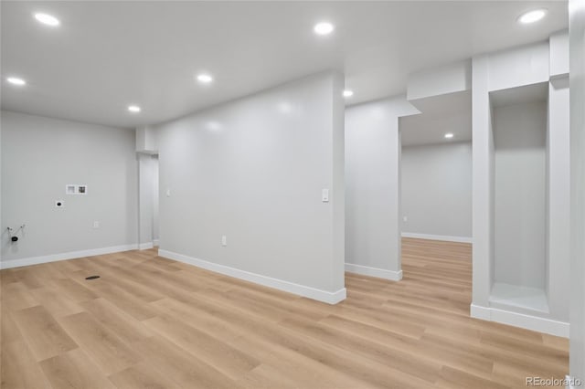 1436 S Yates St, Denver, CO 80219 - below grade area with recessed lighting and light wood-style floors