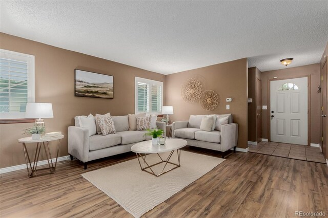 6119 Zenobia Ct, Arvada, CO 80003 - living area with wood finished floors and a textured ceiling
