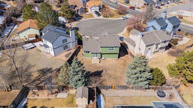 aerial view featuring a residential view