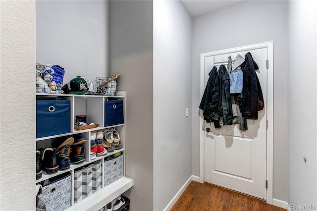 mudroom featuring dark hardwood / wood-style floors