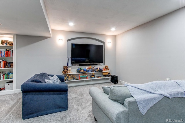 living room featuring carpet flooring