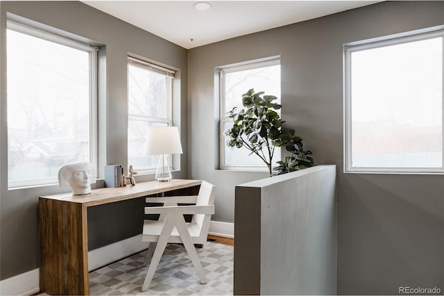 office area featuring light hardwood / wood-style floors