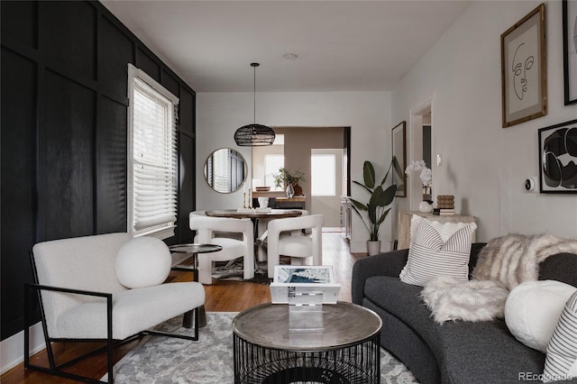 living room with wood-type flooring