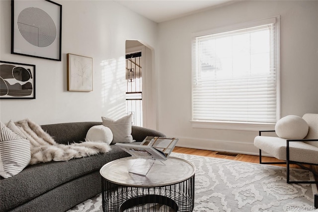 living room featuring hardwood / wood-style flooring