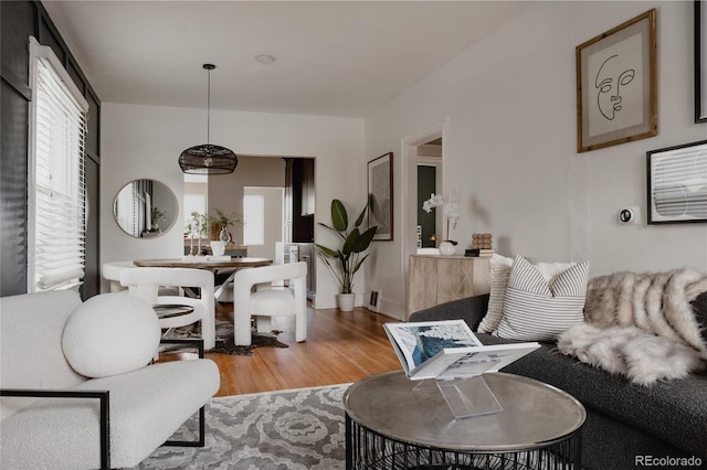 living room featuring light hardwood / wood-style floors