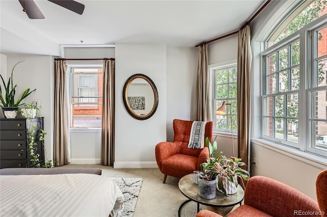 1950 N Logan St Unit 108, Denver, CO 80203 - bedroom featuring carpet floors, baseboards, and ceiling fan