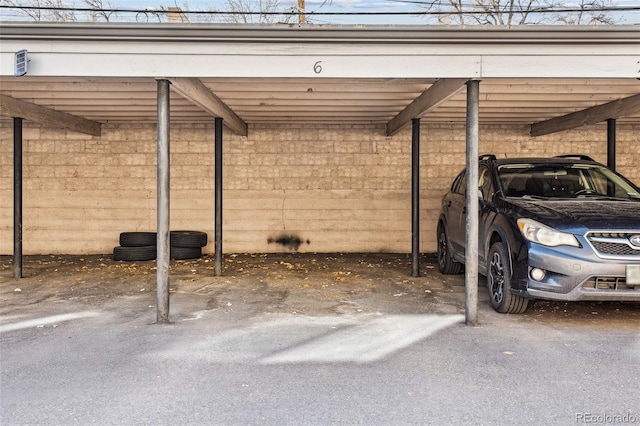 view of covered parking lot