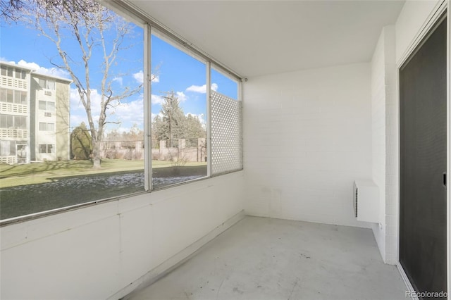 view of unfurnished sunroom