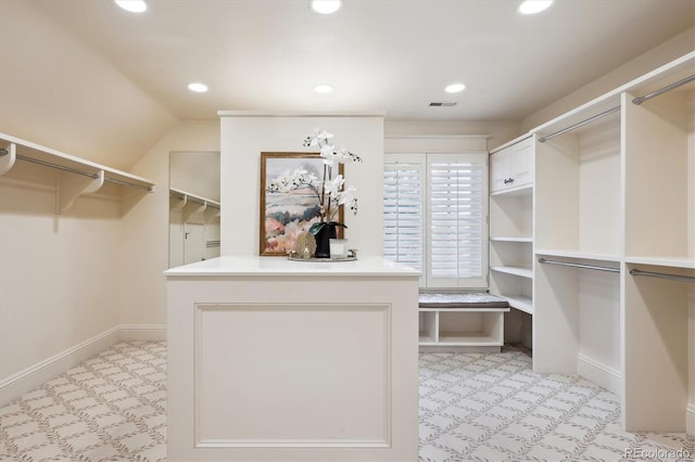 spacious closet with visible vents