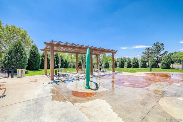 23070 York Ave, Parker, CO 80138 - view of property's community with a pergola, a patio, and a lawn