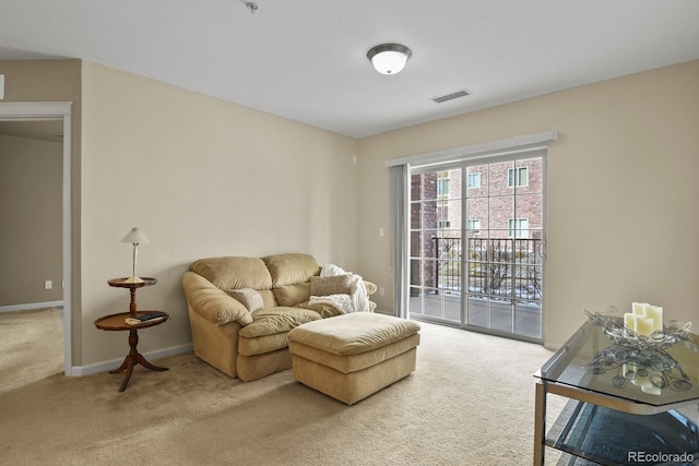 living room with carpet