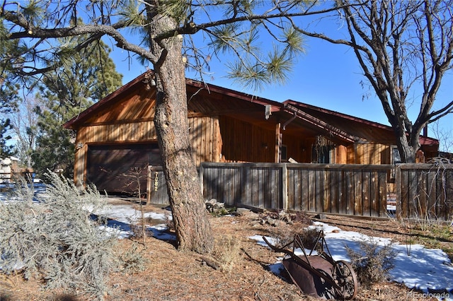 view of snow covered property