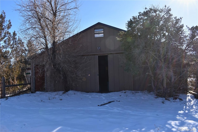 view of snow covered structure