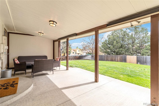 10550 Routt St, Westminster, CO 80021 - view of patio / terrace with a fenced backyard and outdoor lounge area