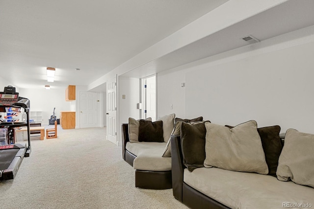 living room with light colored carpet