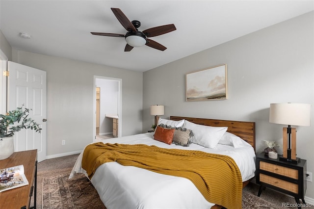 6450 W 44th Pl Unit B3, Wheat Ridge, CO 80033 - bedroom with carpet flooring, baseboards, and ceiling fan
