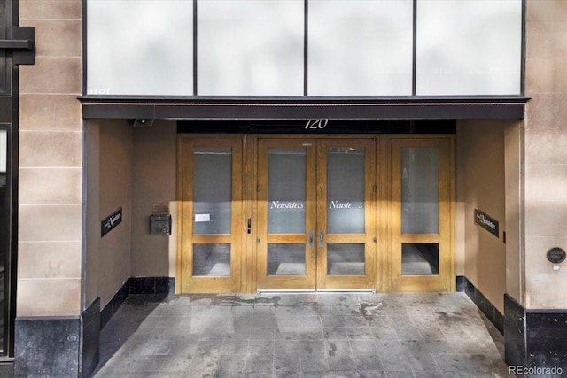 property entrance with french doors