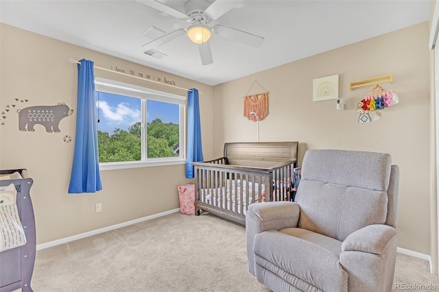 19463 E Hollow Creek Dr, Parker, CO 80134 - carpeted bedroom with a crib and a ceiling fan