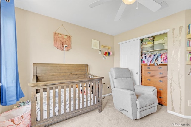 19463 E Hollow Creek Dr, Parker, CO 80134 - carpeted bedroom with a closet and a ceiling fan