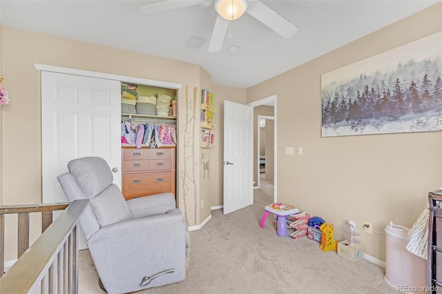 19463 E Hollow Creek Dr, Parker, CO 80134 - sitting room with carpet floors and a ceiling fan