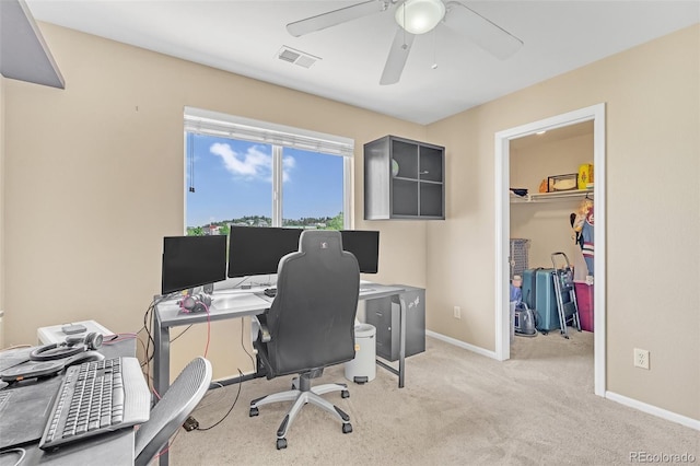 19463 E Hollow Creek Dr, Parker, CO 80134 - office area featuring a ceiling fan and light carpet