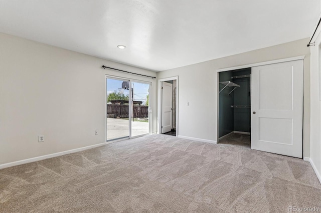 8641 Lowell Blvd, Westminster, CO 80031 - unfurnished bedroom with access to exterior, baseboards, carpet, a closet, and recessed lighting