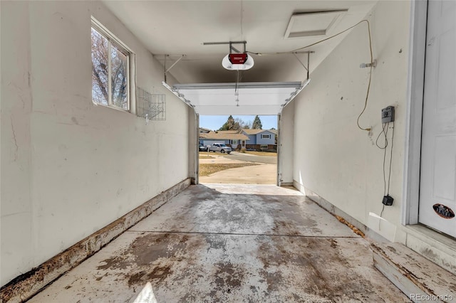 garage with a garage door opener