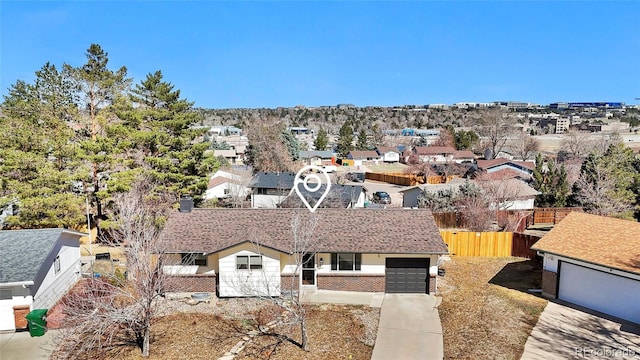 drone / aerial view with a residential view