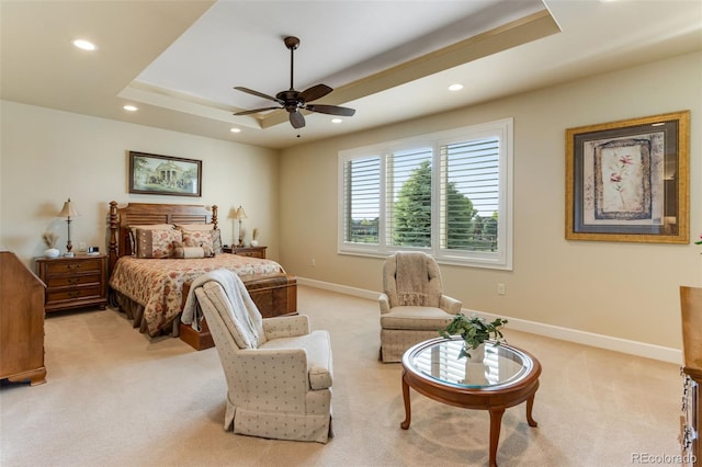 7992 Rising Sun Ct, Windsor, CO 80550 - bedroom featuring recessed lighting, light carpet, baseboards, and ceiling fan