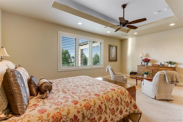 7992 Rising Sun Ct, Windsor, CO 80550 - bedroom with recessed lighting, light colored carpet, and ceiling fan