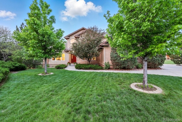 3 Desert Inn Way, Colorado Springs, CO 80921 - obstructed view of property featuring a front yard and stucco siding