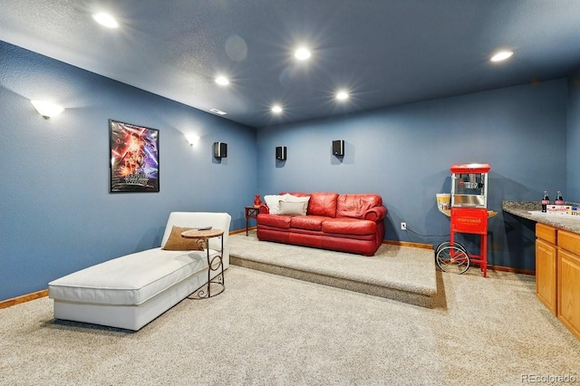 3 Desert Inn Way, Colorado Springs, CO 80921 - cinema featuring light colored carpet, recessed lighting, baseboards, and a bar